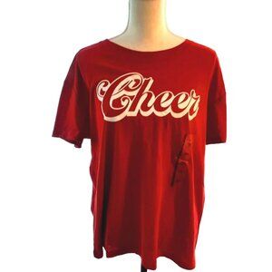 Mighty Fine Cheer Unisex Graphic Red T-Shirt Size 2X Short Sleeve Casual